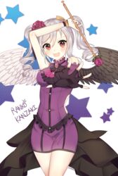  absurdres character_name commentary_request drill_hair female grey_hair hayenzis_(haenjisu) highres idolmaster idolmaster_cinderella_girls kanzaki_ranko long_hair open_mouth red_eyes rosenburg_engel_(idolmaster) solo twin_drills twintails 