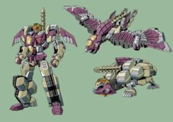  1boy animal animalization bird blitzwing cannon commentary_request decepticon eagle kamizono_(spookyhouse) machinery mecha mechanical_wings mechanization multiple_views no_humans open_mouth red_eyes redesign robot transformers turtle weapon wings 