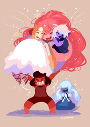  .//project_tiger 5girls amethyst_(steven_universe) blue_skin carrying cartoon_network closed_eyes forehead_jewel hair_over_eyes happy headband lavender_hair lifting multiple_girls pale_skin pearl_(steven_universe) pink_hair projecttiger purple_skin red_hair red_skin rose_quartz_universe ruby_(steven_universe) sapphire_(steven_universe) silver_hair simple_background steven_universe 