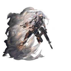  ak-12 ak-12_(girls&#039;_frontline) artificial_eye ashes assault_rifle black_gloves black_pants braid burnt_clothes duoyuanjun female french_braid full_body girls&#039;_frontline gloves glowing glowing_eye glowing_eyes gun holding holding_gun holding_weapon kalashnikov_rifle knife leg_up logo long_hair long_sleeves looking_at_viewer mask mechanical_eye mouth_mask official_art pants partially_fingerless_gloves ponytail rifle scope shiny_skin simple_background smoke solo third-party_source torn_clothes torn_pants transparent_background trigger_discipline tsurime unusually_open_eyes weapon white_hair 