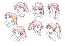  :o blonde_hair closed_mouth commentary_request female frown fur han&#039;you_no_yashahime highres inuyasha japanese_clothes long_hair looking_at_viewer looking_away multicolored_hair multiple_views o-ring official_art open_mouth partially_colored ponytail profile red_hair reference_sheet sad serious setsuna_(inuyasha) sidelocks simple_background streaked_hair white_background 