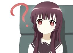  blush brown_hair long_hair matsumoto_rise red_eyes seifuku yuru_yuri 