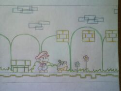  1boy animated animated bad_source goomba ivan_barrientos lowres mario mario_(series) paper_mario stop_motion traditional_media unconventional_media video_game 