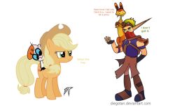  applejack_(mlp) better_version_at_source cartoon_network clothing crossover daxter dexter&#039;s_laboratory dexter_(disambiguation) diegotan equid equine eyewear female feral friendship_is_magic glasses green_hair hair hasbro hat headgear headwear horse humor jak_(jak_and_daxter) jak_and_daxter mammal mustelid my_little_pony naughty_dog ottsel pony pun sony_corporation sony_interactive_entertainment 