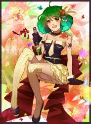  bad_id bad_pixiv_id choker female gloves green_hair high_heels katsu_ryouji macross macross_frontier macross_frontier:_sayonara_no_tsubasa necktie oosanshouuo-san ranka_lee shoes solo tattoo thighhighs 