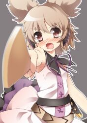  bad_id bad_pixiv_id blush brown_eyes brown_hair earmuffs female foreshortening looking_at_viewer open_mouth ritual_baton short_hair skirt solo supershiruco tears touhou toyosatomimi_no_miko wavy_mouth 