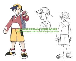  boy character_sheet concept_art game_freak gold_(pokemon) kenta_(pokemon) official_art poke_ball pokemon pokemon_(anime) pokemon_(game) pokemon_crystal pokemon_gsc production_art simple_background sugimori_ken 