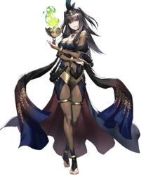  anklet black_eyes black_hair bodystocking breasts bridal_gauntlets chyko cleavage covered_navel crossed_arms detached_collar feathers female fire_emblem fire_emblem_awakening fire_emblem_heroes floating floating_object full_body hair_ornament highres jewelry large_breasts loincloth long_hair looking_at_viewer magic non-web_source official_art pale_skin short_twintails skin_tight smile solo standing tharja_(fire_emblem) tharja_(plegian)_(fire_emblem) tiara toe_ring toeless_footwear toeless_legwear toes transparent_background twintails witch 