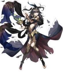  anklet black_eyes black_hair bodystocking breasts bridal_gauntlets chyko covered_navel female fire_emblem fire_emblem_awakening fire_emblem_heroes floating floating_object full_body gold_trim highres jewelry large_breasts loincloth long_hair looking_away magic non-web_source official_art one_eye_closed pale_skin parted_lips skin_tight solo tharja_(fire_emblem) tharja_(plegian)_(fire_emblem) tiara toe_ring toeless_footwear toeless_legwear toes torn torn_bodystocking torn_clothes transparent_background witch 