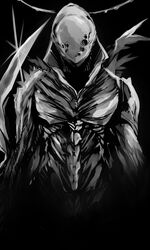  3:5 alex_mercer blacklight_virus_(prototype) blacklight_virus_mutant_(prototype) blade cell_(organism) clothing digital_media_(artwork) eimuefu_(pixiv) front_view male micro_organism_(organism) monochrome not_furry prototype_(series) solo virus_(organism) 