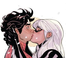  1boy 1boy1girl 1girls black_cat_(marvel) bodysuit comic_page couple couple_love couples felicia_hardy female fully_clothed kissing love lovers male marvel marvel_comics mask peter_parker romantic romantic_couple short_hair spider-man spider-man_(series) terry_dodson white_hair 