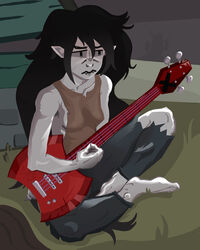  1girls adventure_time armapurk7 female female_only fionna_and_cake grey-skinned_female grey_skin guitar guitar_axe marceline marceline_abadeer musical_instrument self_upload vampire 