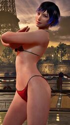  1girls 3d asian_female ass azucena_milagros_ortiz_castillo_(cosplay) bikini black_and_purple_hair breasts female female_only mod namco navel outdoors partially_clothed reina_mishima screencap solo tekken tekken_8 underwear 