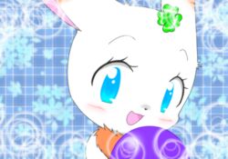  2015 blue_eyes blueberry_(disambiguation) blush chest_tuft clover_(happy_happy_clover) eyelashes female fur happy_happy_clover lagomorph leporid long_ears looking_at_viewer mammal puku2315 rabbit sayuri_tatsuyama shamrock smile solo tuft white_body white_fur 