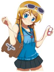  bag blue_eyes digital_media_player hair_ornament hairclip handbag kousaka_kirino mp3_player nori_(nori0001) orange_hair ore_no_imouto_ga_konna_ni_kawaii_wake_ga_nai purse skirt sunglasses 