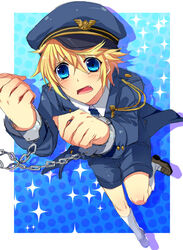  blonde_hair blue_eyes boy chains cuff cuffs hat male male_focus oerba_yun_fang uniform 