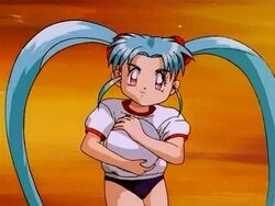  ball blue_hair gym_uniform kawai_sasami pink_eyes pretty_sammy 