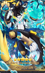  abstract_background anthro artist_name black_body black_bottomwear black_clothing black_fur black_hair black_horn black_pants blue_clothing blue_eyes blue_topwear bottomwear clothed clothing dragon front_view full-length_portrait fur furred_dragon furred_scalie gacha_card glistening glistening_eyes hair hi_res horn jewelry male mythological_creature mythological_scalie mythology necklace pants penguinexperience portrait scalie short_hair solo tail topwear white_body white_clothing white_fur white_horn white_topwear yellow_clothing yellow_topwear 