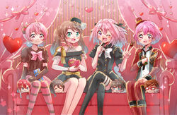  6+boys akai_meganii astolfo_(apocrypha_epilogue)_(fate) astolfo_(fate) black_thighhighs blush box braid brown_hair chibi color_connection commentary_request crossdressing crossover dress elbow_gloves fate/apocrypha fate/grand_order fate_(series) fujimaru_ritsuka_(male) gift gift_box gloves green_eyes hair_color_connection hair_ribbon hat heart heart-shaped_box highres idol_clothes idolmaster idolmaster_side-m king_of_prism king_of_prism_by_prettyrhythm looking_at_viewer male_focus mini_hat mini_person mini_top_hat miniboy mizushima_saki multiple_boys necktie official_alternate_costume one_eye_closed otoko_no_ko parody pink_eyes pink_hair pretty_rhythm pretty_series pripara producer_(idolmaster) producer_(idolmaster_side-m_anime) red_eyes reona_west ribbon riyo_(lyomsnpmp)_(style) saionji_leo single_braid smile style_parody sushineta tachibana_yukinojou thighhighs top_hat trait_connection twintails valentine 