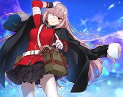  bandage fate/grand_order fate_(series) florence_nightingale gloves gun long_hair pantyhose pink_hair red_eyes shirako_miso skirt uniform waifu2x weapon 