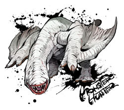  claws commentary_request dragon fuse_ryuuta khezu monster monster_hunter_(series) open_mouth photoshop_(medium) solo wings wyvern 