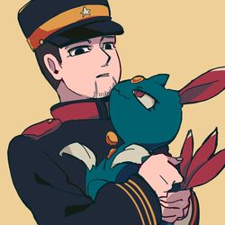  1:1 2019 clothed clothing duo generation_2_pokemon golden_kamuy hat headgear headwear human imperial_japan japanese_uniform konomoke male mammal military_uniform nintendo officer ogata_hyakunosuke pokemon pokemon_(species) red_eyes simple_background sneasel uniform 