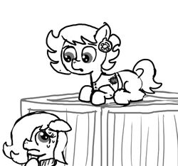  bodily_fluids clothing duo ear_piercing earth_pony emerald_jewel_(colt_quest) equid equine fan_character feral ficficponyfic hasbro horse male mammal monochrome my_little_pony piercing pony ruby_rouge_(colt_quest) sweat young young_feral 