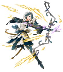  aiming arrow_(projectile) blue_eyes blue_hair boots bow_(weapon) drawing_bow female fire_emblem fire_emblem_fates fire_emblem_heroes full_body fur_trim gloves hair_over_one_eye hairband highres holding holding_arrow holding_bow_(weapon) holding_weapon kyuusugi_toku official_art open_mouth outstretched_arm partially_fingerless_gloves quiver setsuna_(fire_emblem) solo transparent_background weapon 