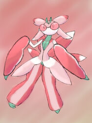  3:4 absurd_res anteanne arthropod biped breasts claws compound_eyes digital_media_(artwork) female flying_afro generation_7_pokemon hi_res insect_wings insects long_ears lurantis mouthless nintendo non-mammal_breasts pokemon pokemon_(species) simple_background solo wings 