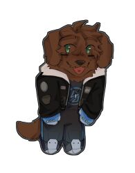  absurd_res anthro billy_hayter_(cerberussenn) bird_dog bodypaint bomber_jacket boots canid canine canis cerberussenn cheek_stripes clothing dog_tags domestic_dog emblem face_paint facial_hair floppy_ears fluffy fluffy_hair footwear gloves green_eyes hair handwear heart_tongue hi_res hunting_dog male mammal markings metal_boots mole_(marking) new_york_city patch_(fabric) pockets retriever shoes smile solo superhero_costume 