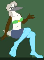  avian beak bikini bird blue-footed_booby booby_(bird) clothing feathers female grey_body grey_feathers grey_hair hair sulid swimwear tabbiewolf 