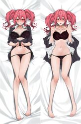  :o amyu_(amm_asl_pa) azur_lane bad_id bad_pixiv_id bare_shoulders barefoot bed_sheet black_bra black_cardigan black_panties black_skirt blush bra breasts bremerton_(azur_lane) cardigan cleavage clothes_lift collarbone collared_shirt commentary_request dakimakura_(medium) female full_body grey_hair groin hair_between_eyes hair_intakes hair_ornament hands_on_own_chest highres large_breasts lifting_own_clothes long_hair looking_at_viewer multicolored_hair multiple_views navel no_mole nose_blush off_shoulder open_mouth paid_reward_available panties parted_lips partially_unbuttoned pink_eyes pink_hair pleated_skirt shadow shirt side-tie_panties sidelocks skirt skirt_lift stomach streaked_hair sweat tears twintails two-tone_hair underwear white_shirt 