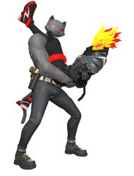  3d_(artwork) anthro armor burning_wolf_(fortnite) canid canine canis clothed clothing crossover digital_media_(artwork) domestic_cat duo epic_games felid feline felis footwear fortnite hands_on_hips holding_partner jojo&#039;s_bizarre_adventure lifted lifting male mammal mask meowscles meowscles_(shadow) muscular muscular_anthro muscular_male raised_leg shoes sky_chaser source_filmmaker_(artwork) wolf 