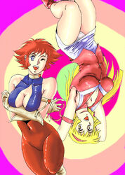  blonde_hair blue_eyes breasts choker cleavage cutie_honey cutie_honey_(character) gloves groin hairband heart kisaragi_honey long_hair looking_at_viewer magical_girl open_mouth red_hair retro_artstyle rx92 shin_cutie_honey short_hair smile 