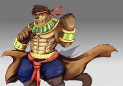  abs bottomwear clothed clothing coat fd-caro fist hi_res male mammal muscular muscular_male mustelid otter pants paws solo topless topwear tribal zake 