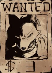  2018 anthro canid canine digital_drawing_(artwork) digital_media_(artwork) english_text fox male mammal manmosu_marimo monochrome senior_fox solo text wanted_poster 