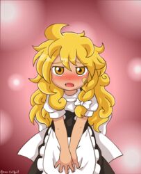  bandaid blonde_hair blush braid coffgirl commentary_request female hair_ribbon kirisame_marisa long_hair oerba_yun_fang ribbon solo touhou v_arms yellow_eyes 