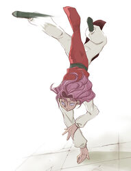  630dto chinese_clothes empty_eyes female full_body genkai handstand long_hair pink_hair solo white_background yu_yu_hakusho yuu_yuu_hakusho 