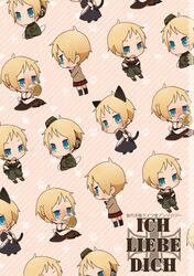  alcohol alternate_costume animal_ears axis_powers_hetalia beer blonde_hair blue_eyes cat_ears cat_tail chibi commentary_request cover cover_page doujin_cover drinking enmaided female genderswap_(mtf) germany_(hetalia) headphones kemonomimi_mode maid multiple_views nogi_(noooog) rule_63 short_hair tail 