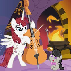  1:1 alicorn baby black_hair bow_(stringed_instrument) bowed_string_instrument cello cutie_mark duo earth_pony equid equine feathered_wings feathers female feral fire fireplace friendship_is_magic good_parenting hair hasbro horn horse lauren_faust_(character) mammal musical_instrument my_little_pony mythological_creature mythological_equine mythology octavia_(mlp) pony red_hair smile string_instrument student tail teacher teacher_and_student unknown_artist wings yay young young_female young_feral 