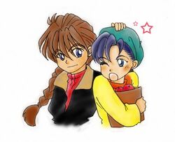  couple duo_maxwell gundam gundam_wing hilde_schbeiker lowres 