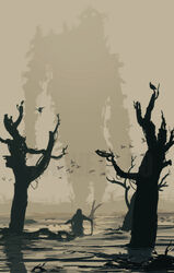  absurdres bird birds giant highres marsh shadow_of_the_colossus swamp tree trees wander wanderer 