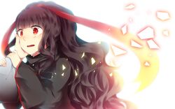  azami_(kagerou_project) black_hair commentary_request female hair_ribbon kagerou_project kogarashi_midori long_hair red_eyes ribbon scales solo_focus tears tsukihiko_(kagerou_project) 