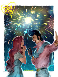  alternate_hairstyle dandy_(space_dandy) dvd fireworks glasses open_mouth pompadour red_hair samba-temperado scarlet_(space_dandy) space_dandy 