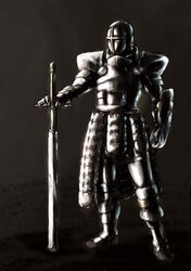  1boy armor baten_(gei-vorugu) commentary_request dark full_armor helmet knight male_focus medieval original solo standing sword weapon 