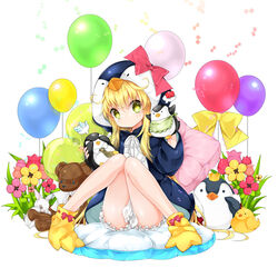  aged_down angry animal_costume ass balloon bare_legs bird blonde_hair clothes_between_thighs commentary_request crown female flower full_body green_eyes jewelry juna lolicon long_hair penguin penguin_costume photoshop_(medium) rabbit ribbon ribbon-trimmed_legwear ribbon_trim sitting solo stuffed_animal stuffed_toy sweatdrop sword_girls teddy_bear toy treanna 