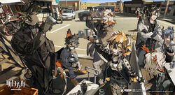  2023 aak_(arknights) anthro arknights black_body black_fur black_hair canid canine canis car chongyue_(arknights) clothed clothing container cup detailed_background domestic_cat domestic_dog dpg dragon ear_piercing ear_ring english_text felid feline felis female fish fumizuki_(arknights) fur group hair hi_res holding_object humanoid hung_(arknights) hypergryph kuroblood land_rover lee_(arknights) liang_xun_(arknights) ling_(arknights) looking_at_viewer male mammal marine multicolored_body multicolored_fur multicolored_hair mythological_creature mythological_scalie mythology nian_(arknights) ning_ciqiu_(arknights) official_art orange_body orange_fur orange_hair pantherine piercing ring_piercing scalie studio_montagne tail text tiger toyota toyota_corolla vehicle waaifu_(arknights) wei_yenwu_(arknights) white_body white_fur white_hair zuo_le_(arknights) 