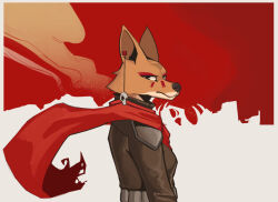  abstract_background anthro canid canine canis cape clothed clothing coyote female laika_(laika_aged_through_blood) laika_aged_through_blood mammal radarwarble solo 