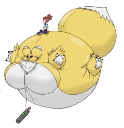  anthro bandai_namco belly belly_expansion big_belly body_inflation digimon digimon_(species) duo enigma20xx expansion female female/female floating helium_inflation huge_belly human inflation mammal renamon rika_nonaka spherical_inflation 