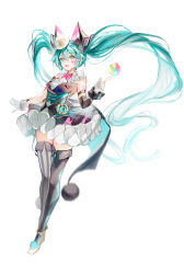  absurdres aqua_eyes aqua_hair asymmetrical_legwear bow bowtie commentary_request detached_sleeves dress_ruff female frills full_body hair_ornament hat hatsune_miku highres long_hair looking_at_viewer magical_mirai_(vocaloid) magical_mirai_miku magical_mirai_miku_(2019) mini_hat mini_top_hat miniskirt mismatched_legwear neck_ruff official_alternate_costume official_alternate_hairstyle open_mouth pink_bow pink_bowtie simple_background skirt smile solo thighhighs top_hat twintails very_long_hair vocaloid wand white_background zettai_ryouiki zhongji_yaoguai 
